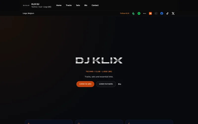 Aperçu du site artistique de DJ Klix