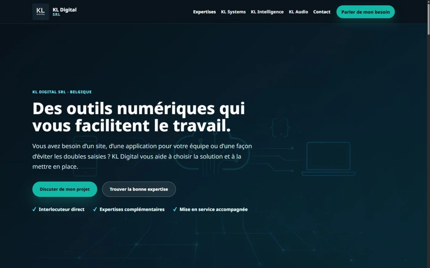 Aperçu du site de KL Digital, société qui porte Veetrine